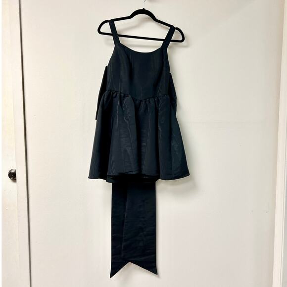 NWOT LoveShackFancy Spin Sleeveless Mini Dress with Bow Detail Black Women's S - Picture 2 of 4
